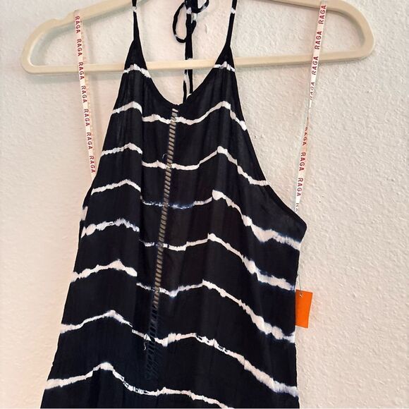 RAGA Striped Black and White Jumpsuit Flowy Wide Leg Small - Picture 3 of 7